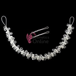 Tiara Ti034NN Argintie pentru mirese cu cristale si perle + 2 agrafe